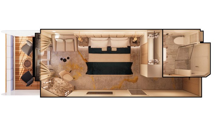 Double Guest Room with Veranda floor Plan