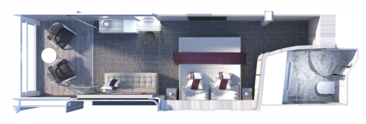 Edge Stateroom with Infinite Veranda floor Plan