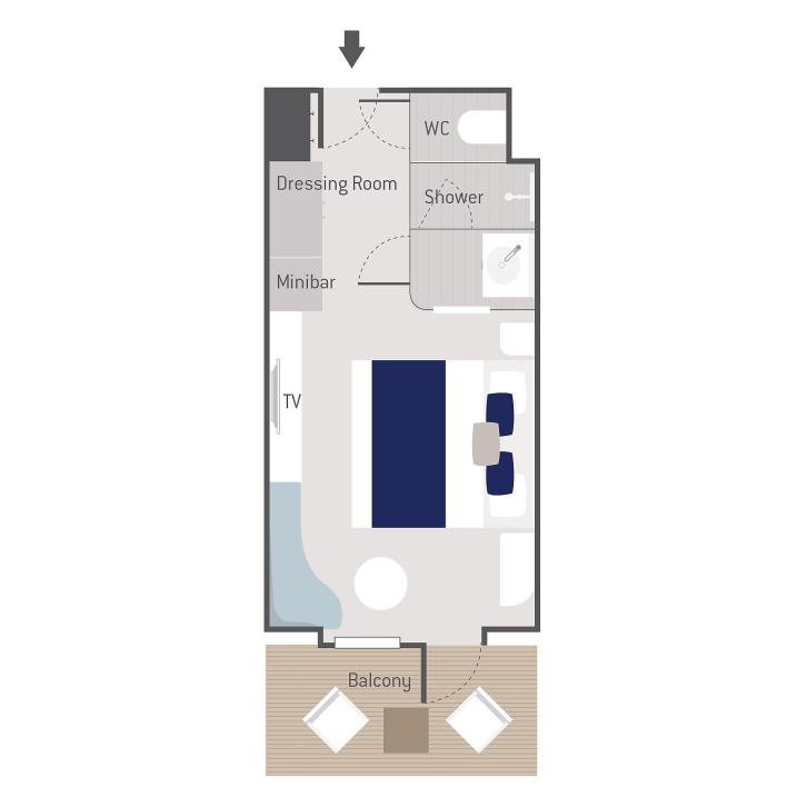 Lower Deck Balcony Stateroom floor Plan