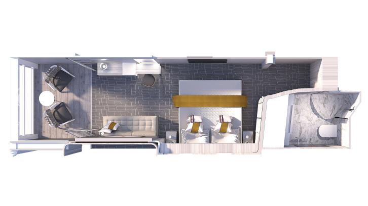 Edge Stateroom with Infinite Veranda floor Plan