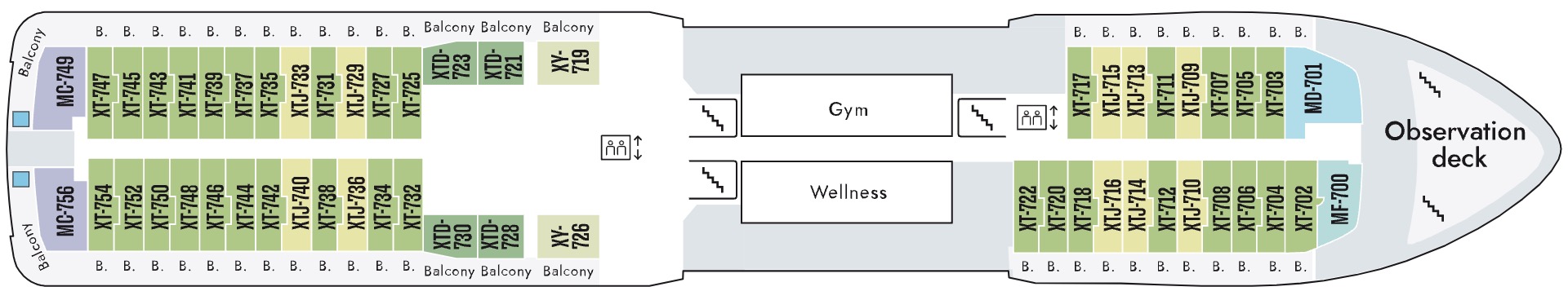 Deck 7 plan on MS Fridtjof Nansen