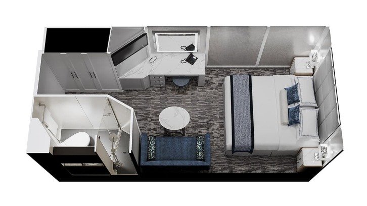 Inside Staterooms floor plan on Oceania Nautica