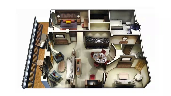 Oceania Suite floor plan on Oceania Riviera