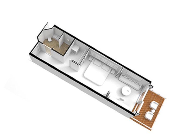 Deluxe Veranda Suite floor plan on Seven Seas Explorer