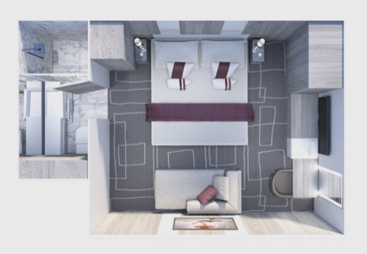 Inside Stateroom floor plan on Celebrity Edge