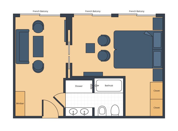 Royal Suite floor plan on S.S. Sphinx