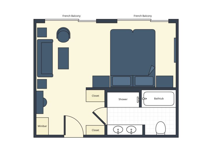 Grand Suite floor plan on S.S. Sphinx