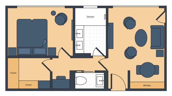 Royal Suite floor plan on S.S. Elisabeth