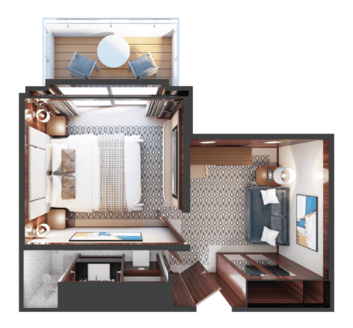 Deluxe Veranda Suite floor plan on World Navigator