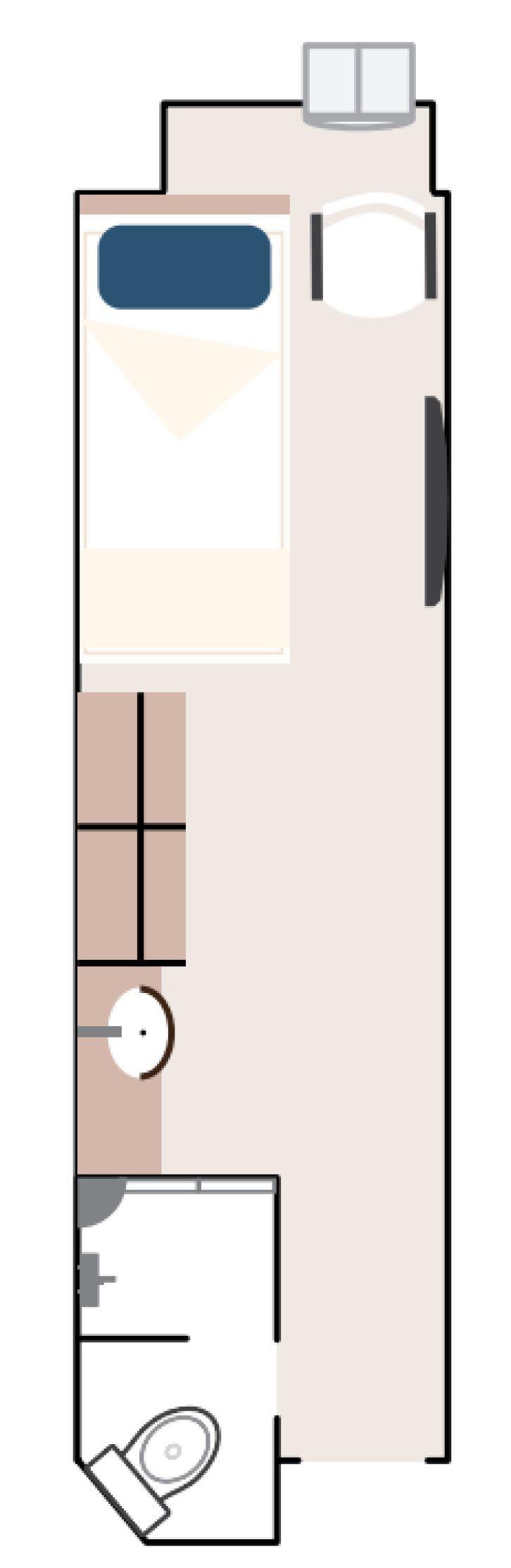 Aurora Stateroom Single floor plan on Douglas Mawson